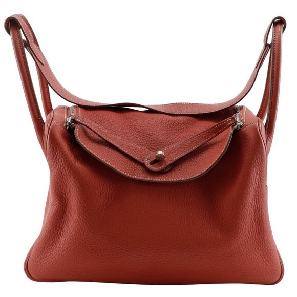 HERMES Lindy 34 Handbag 2WAYShoulder Sanguine Orange / SilverHardware Togo - Picture 1 of 13